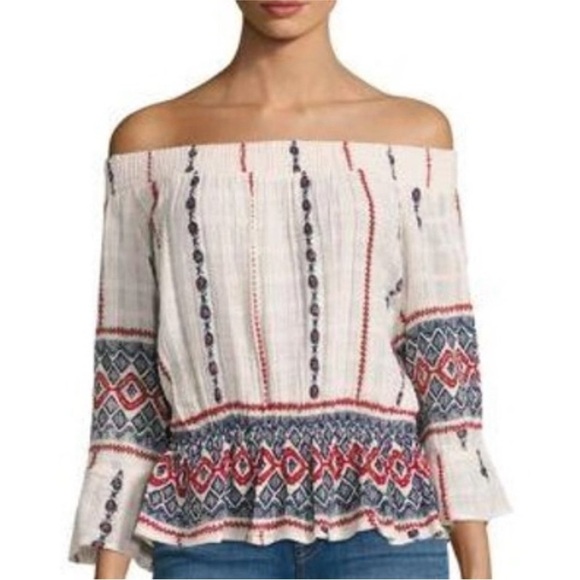 Anthro Raga Amalia Cotton Off Shoulder Top in Ivory Gauze - Picture 11 of 11